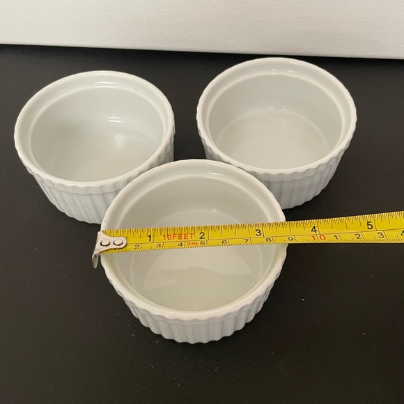 Crate & Barrel White Ribbed Porcelain Ramekins Set of 3 - Picture 3 of 5